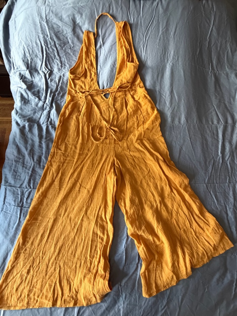 Anthropologie Mustard Halter Wide-Leg Jumpsuit